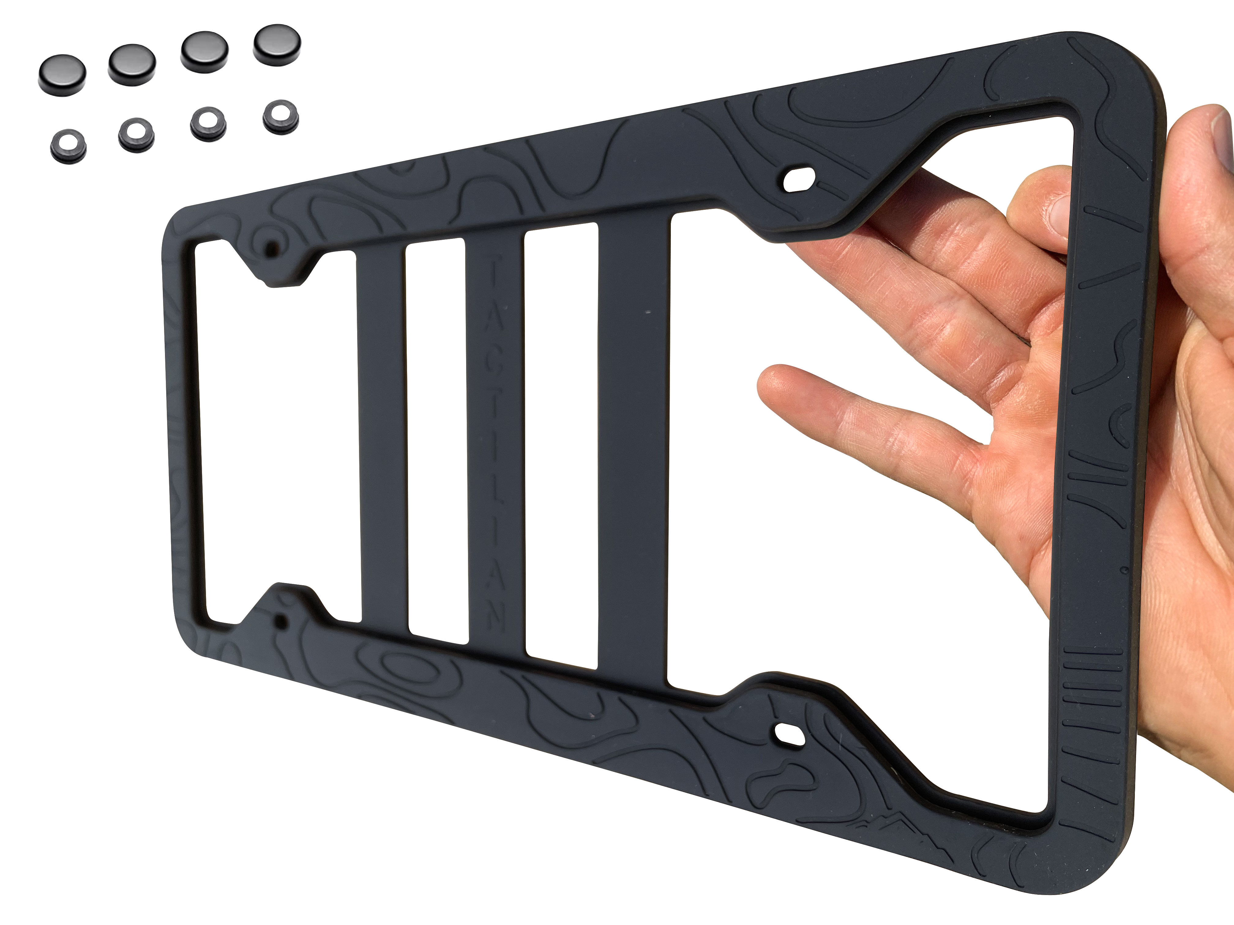 SILICONE TOPOGRAPHY LICENSE PLATE FRAME - ANTI-RATTLE, ANTI-SCRATCH